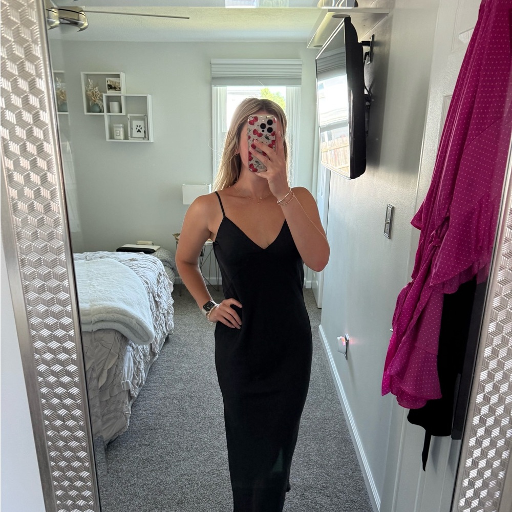 a new day Black Midi Dress with Spaghetti Straps